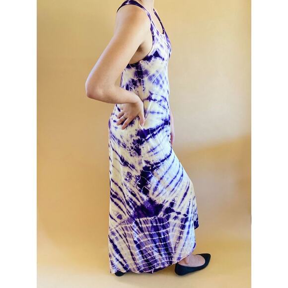 Hi Low Maxi Dress Purple Tie dye S/M/L/XL - Picture 3 of 3